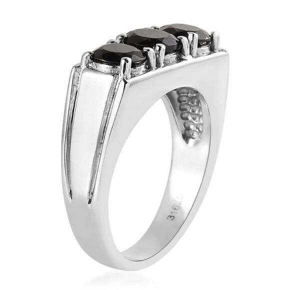 Thai Black Spinel 3 Stone Mens Ring size 12 NWT - Picture 5 of 9